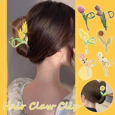 Tulip Hair Claw Clip Large Metal Sunflower Hair Clamp Hair Cli> Lily Flower O φλ • £4.46